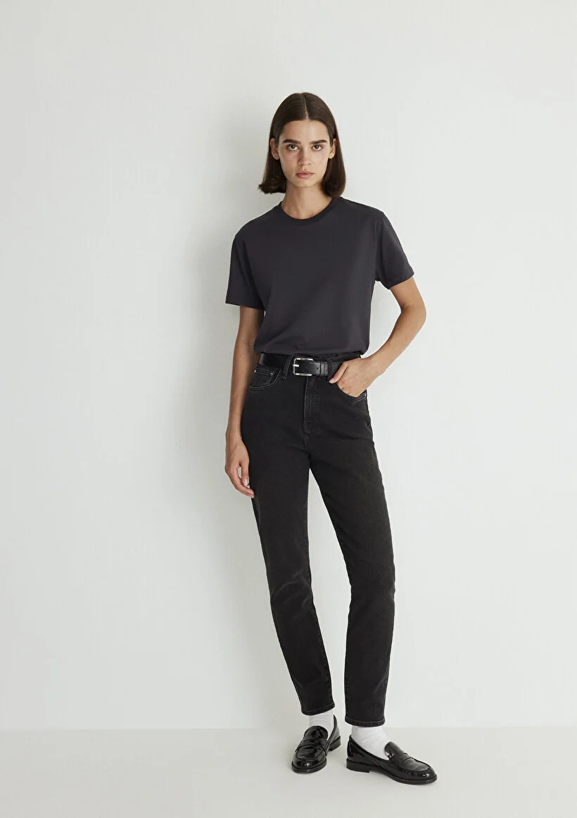 Kadın Siyah M101077-82224 Star Mom Jeans