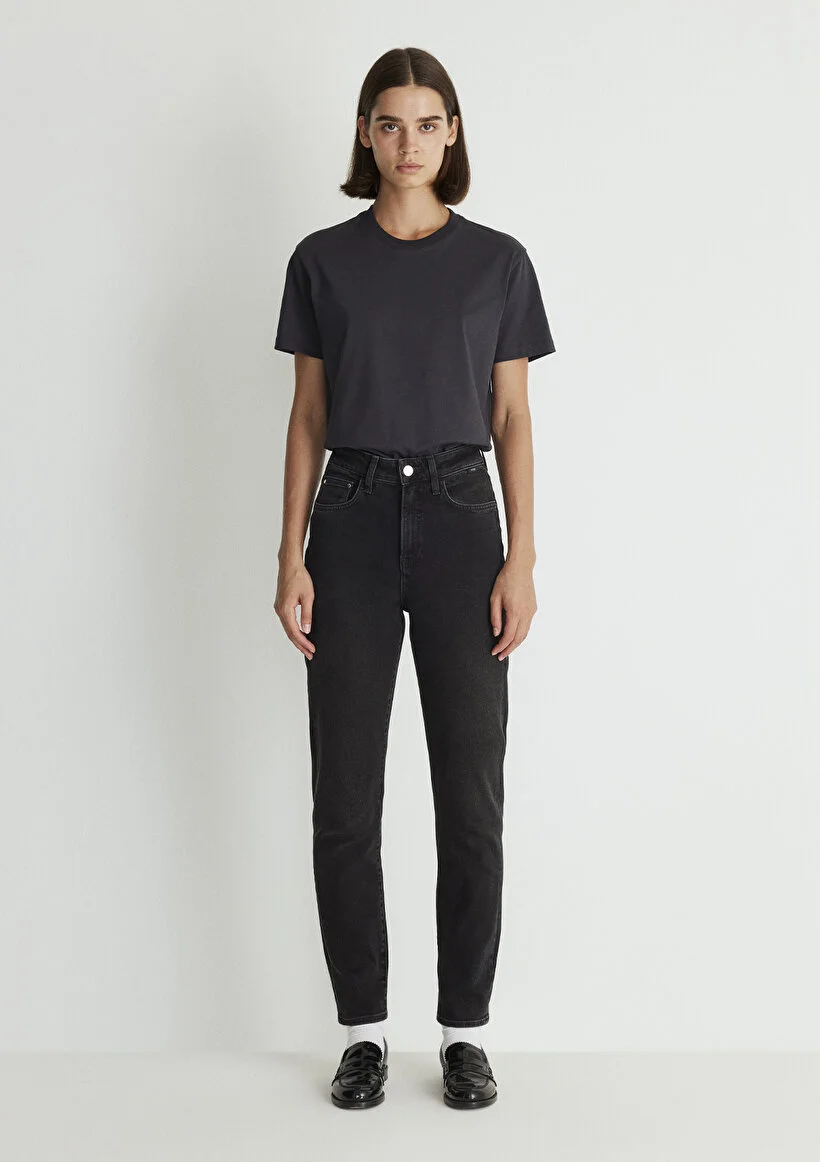 Kadın Siyah M101077-82224 Star Mom Jeans