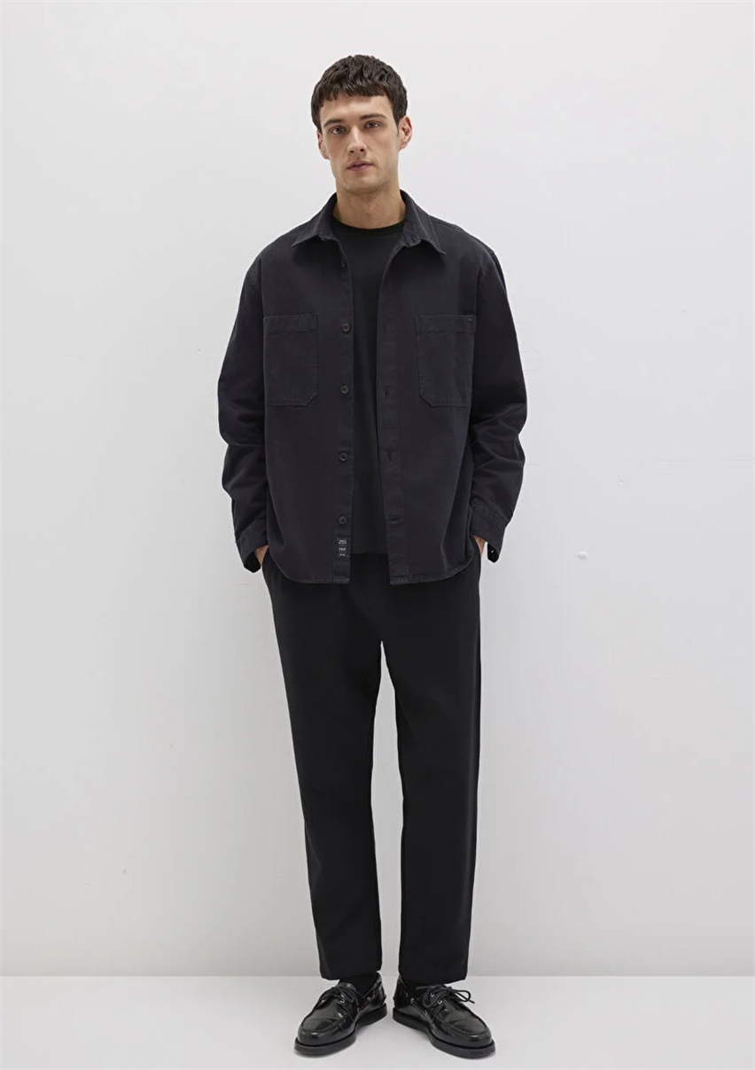 Erkek Siyah M0211649-900 Çift Cep Gömlek