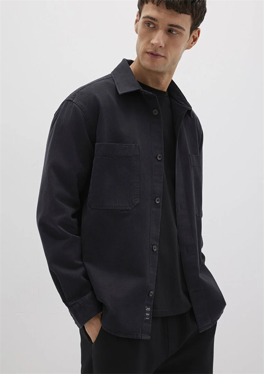 Erkek Siyah M0211649-900 Çift Cep Gömlek