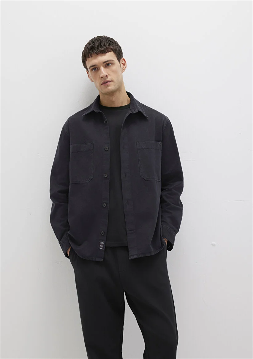 Erkek Siyah M0211649-900 Çift Cep Gömlek