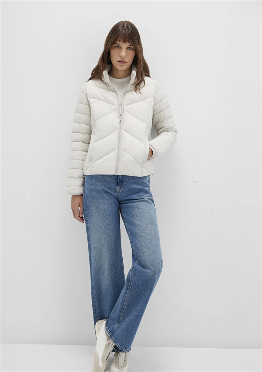 Kadın Gri M110698-27105 Dik Yaka Mont