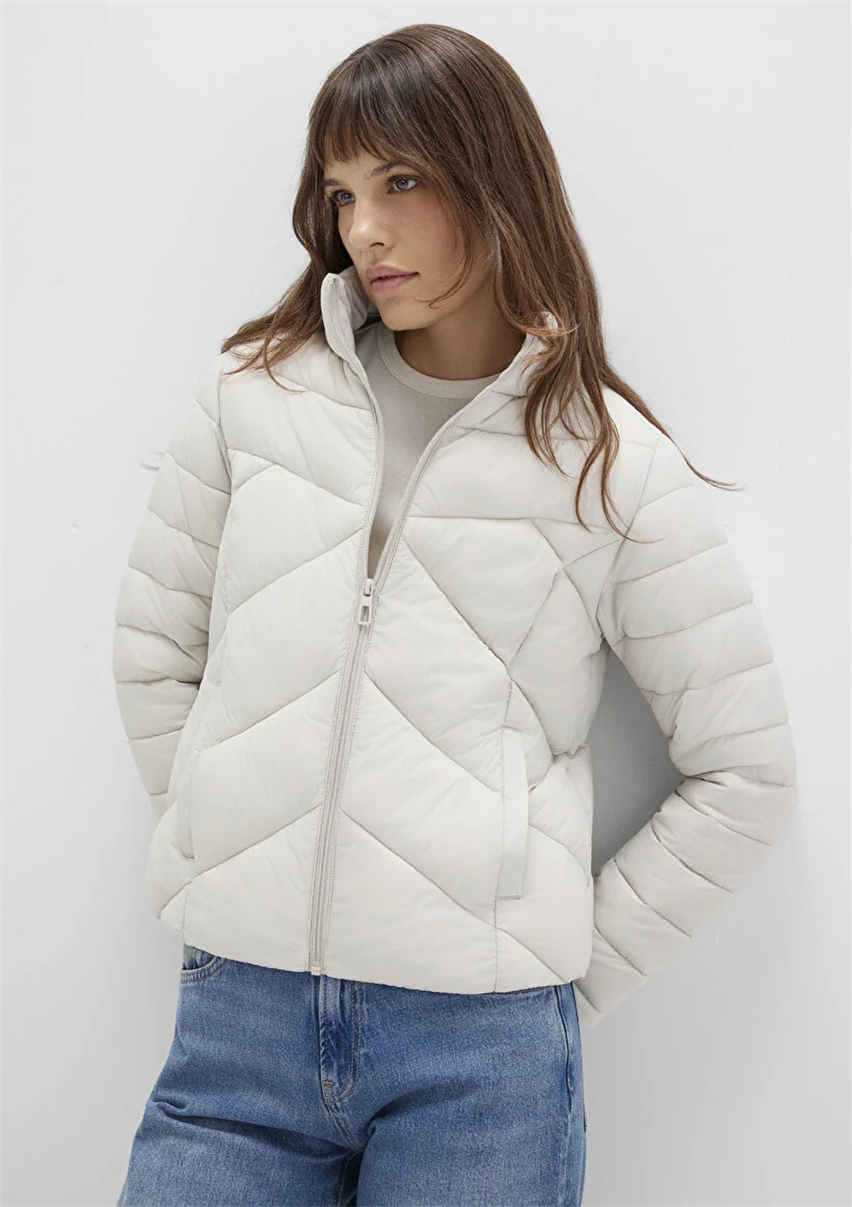 Kadın Gri M110698-27105 Dik Yaka Mont