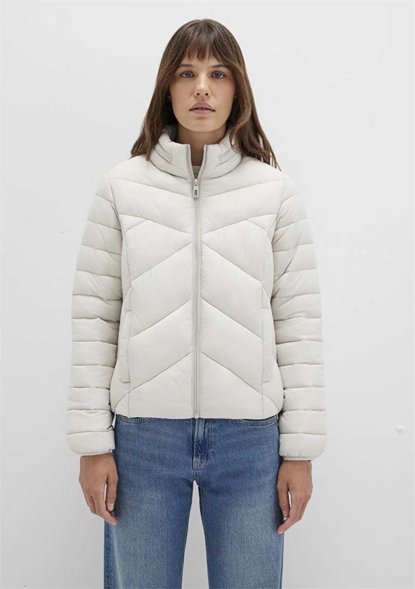 Kadın Gri M110698-27105 Dik Yaka Mont