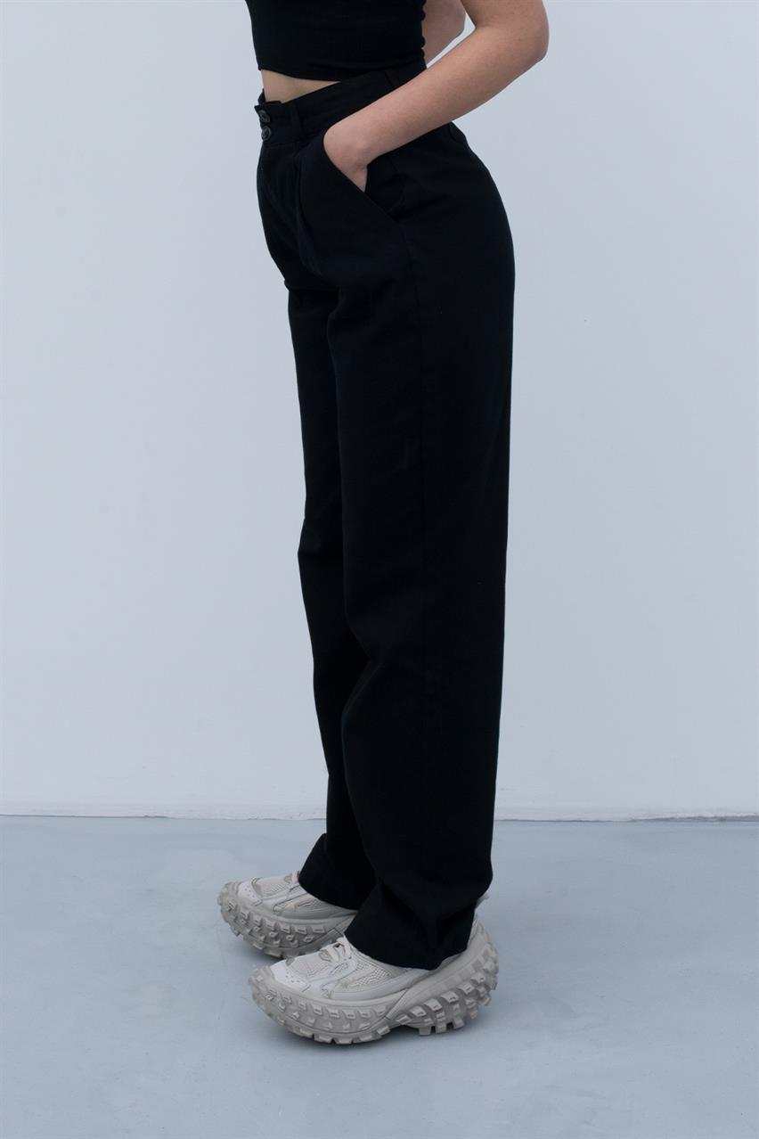Kadın Siyah Bol Paça Pantolon M1010327-900 