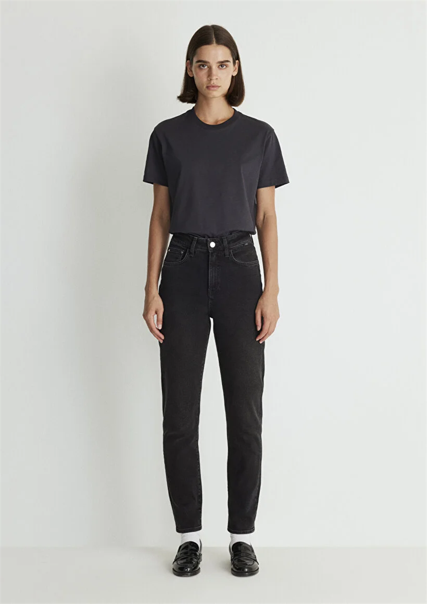 Kadın Siyah M101077-82224 Star Mom Jeans