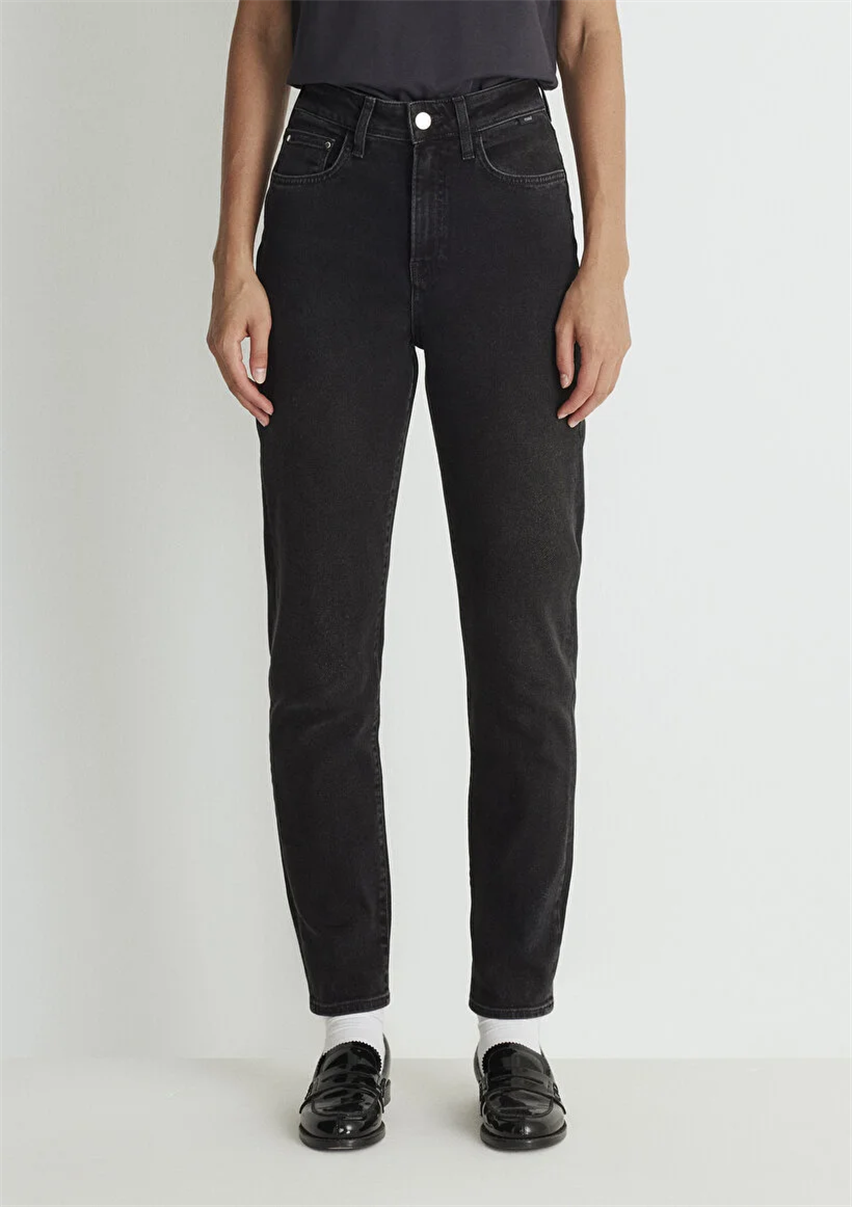 Kadın Siyah M101077-82224 Star Mom Jeans