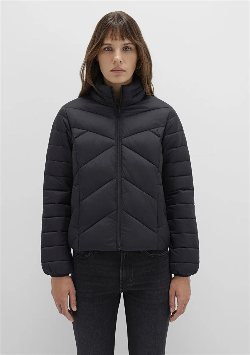 Kadın Siyah M110698-900 Dik Yaka Mont