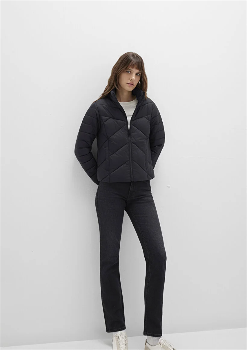 Kadın Siyah M110698-900 Dik Yaka Mont