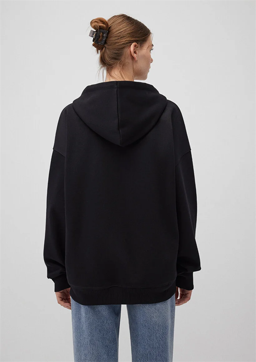 Kadın Siyah M1610221-900 Kapüşonlu Sweatshirt