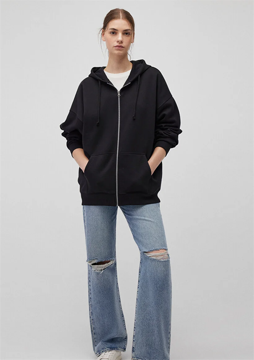 Kadın Siyah M1610221-900 Kapüşonlu Sweatshirt