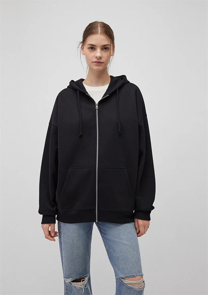 Kadın Siyah M1610221-900 Kapüşonlu Sweatshirt