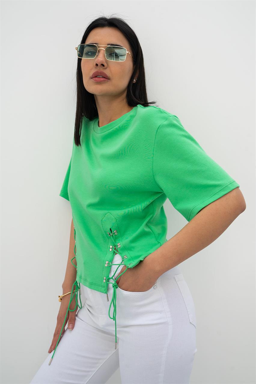 Kadın Yeşil Araf Aksesuarlı T-Shirt