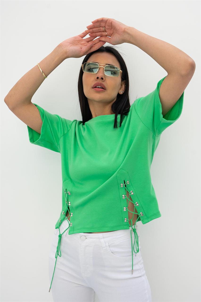 Kadın Yeşil Araf Aksesuarlı T-Shirt