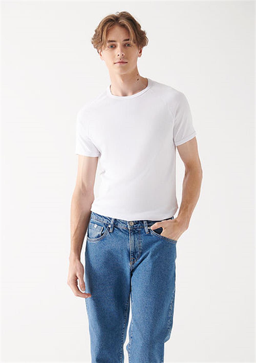 Pranga Erkek Beyaz  Bisiklet Yaka T-Shirt M06605622 - TSH.ERK.020