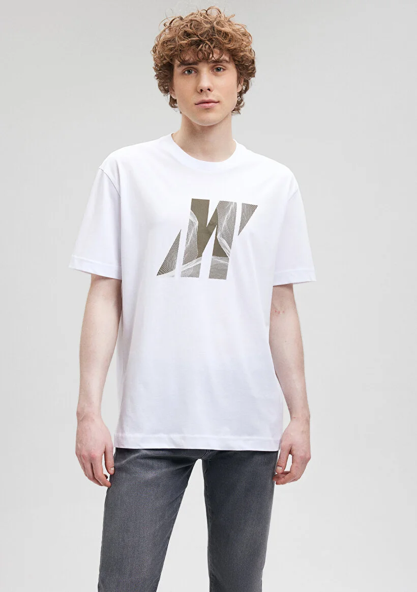 Pranga Erkek Beyaz M0612188-620 Baskılı T-Shirt - TSH.ERK.526