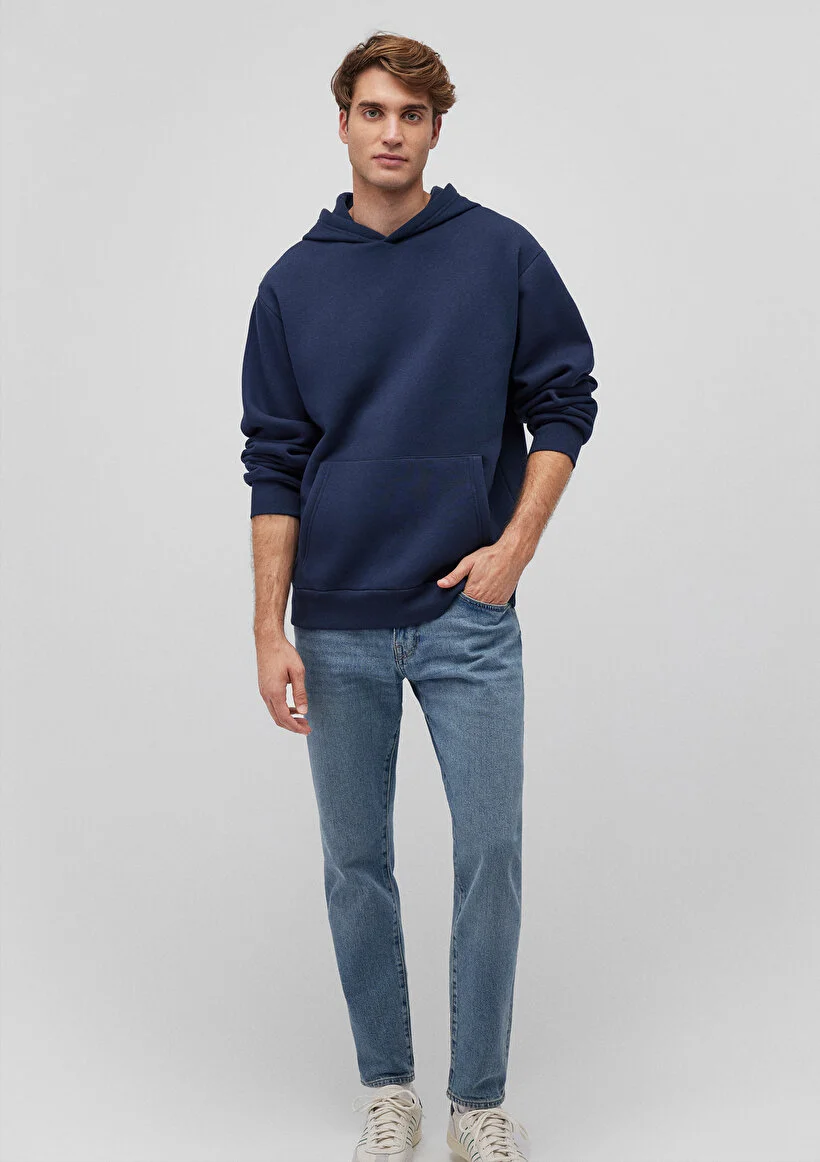 Pranga Erkek Lacivert M0s10275-70490 Kapüşonlu Sweatshirt - SWT.ERK.233