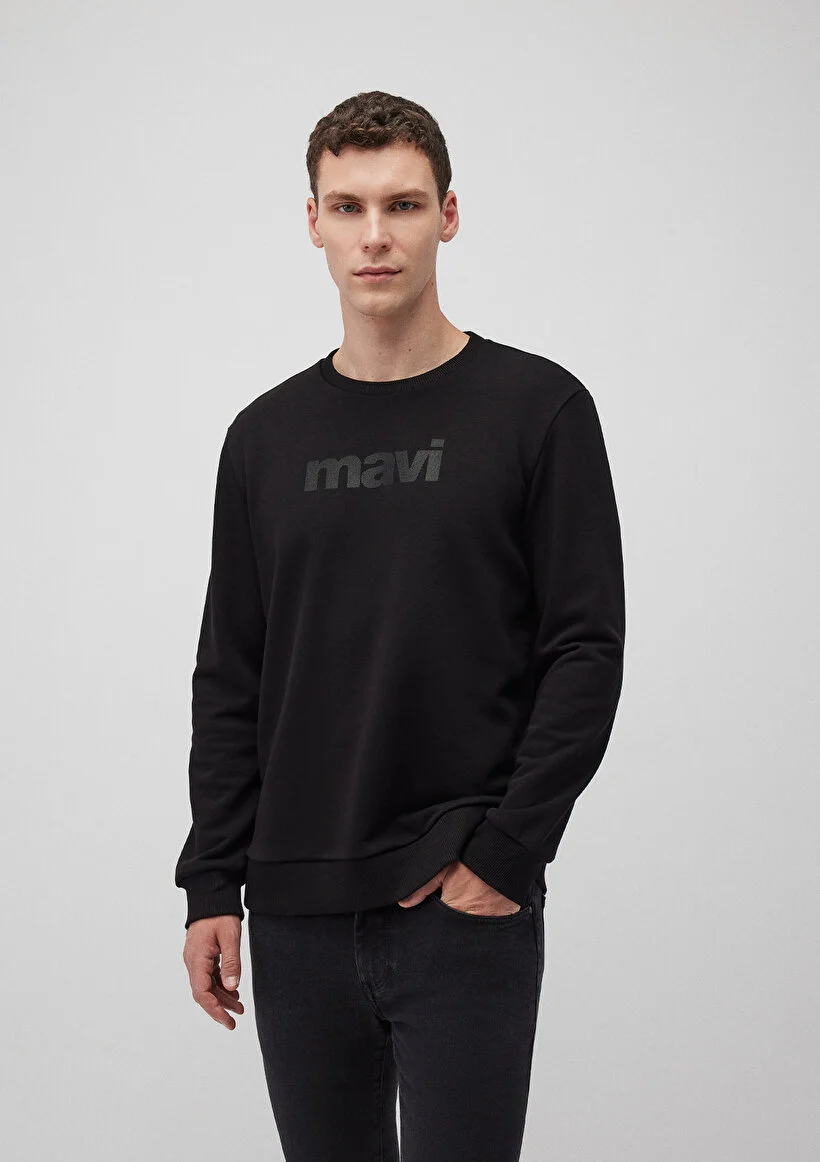 Pranga Erkek Siyah M066303-900 Baskılı Sweatshirt - SWT.ERK.027