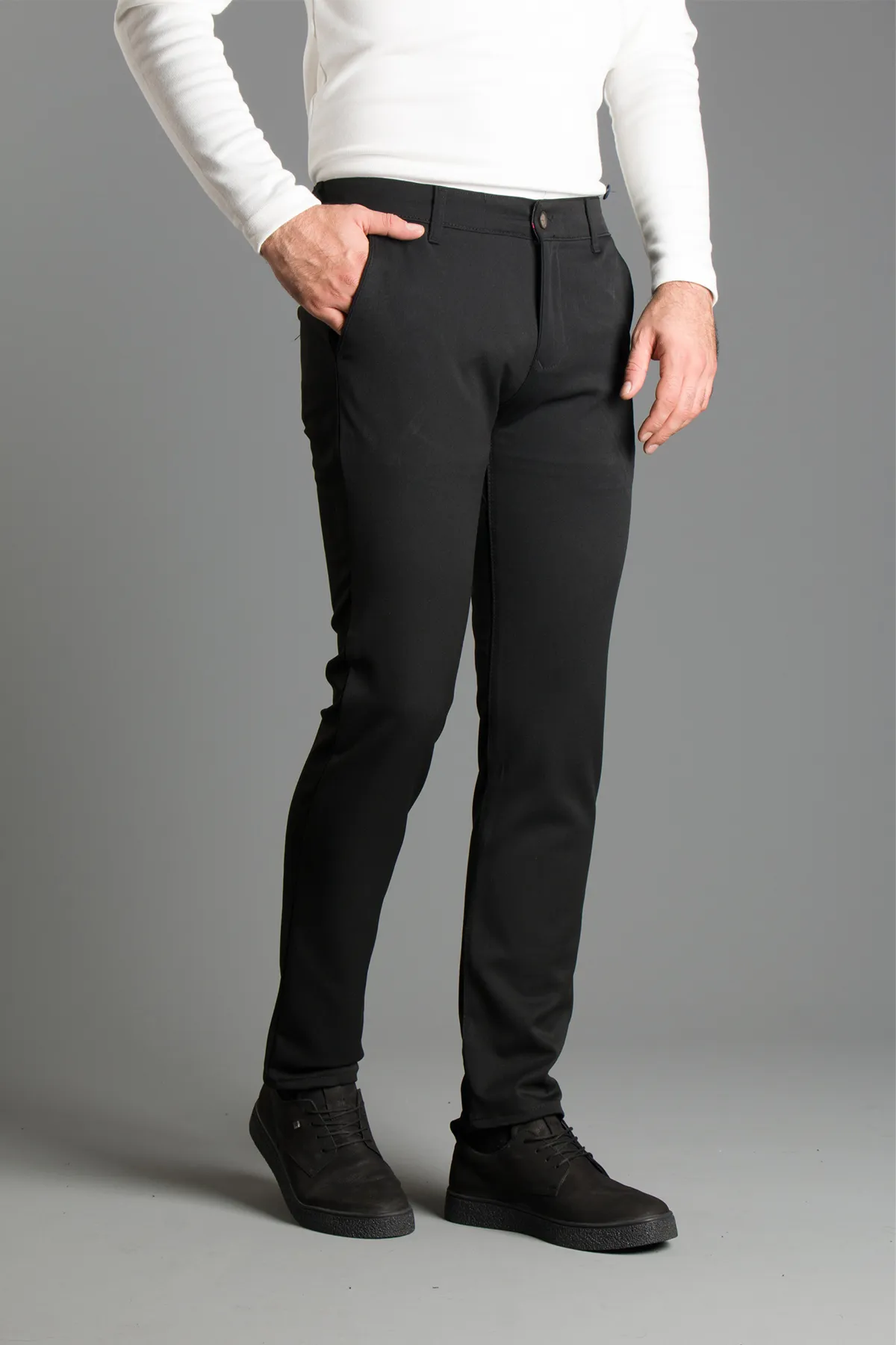 Pranga Erkek Siyah Slim Kanvas Pantolon - PNT.ERK.427