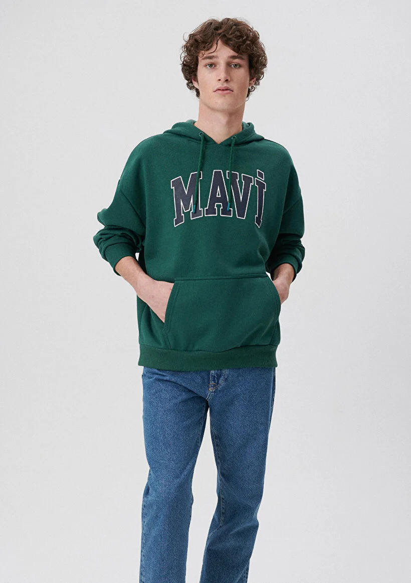 Pranga Erkek Zümrüt Yeşili M067149-71874 Kapişonlu Sweatshirt - SWT.ERK.202