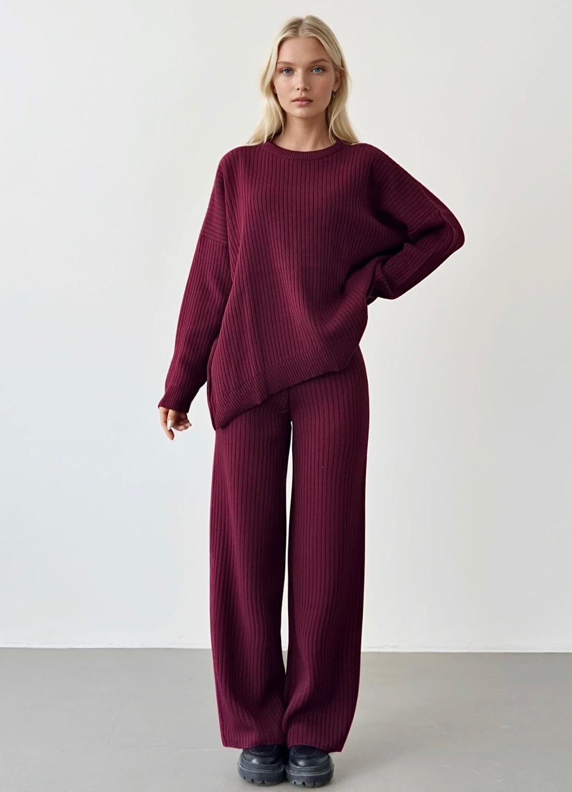 Pranga Kadın Bordo 4004-1 Triko Takım - TRK.KD.0189