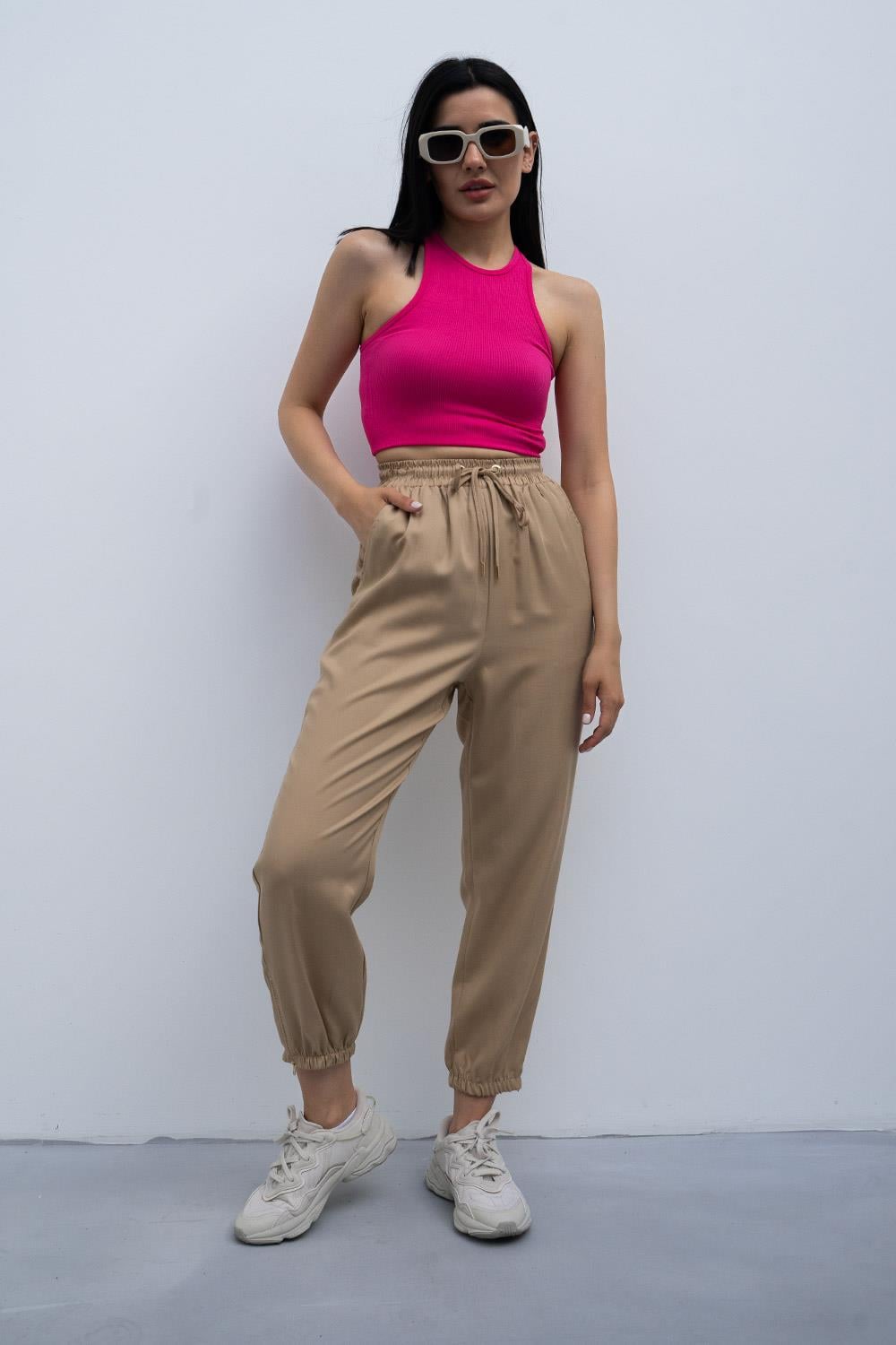 Pranga Kadın Camel Paça Fermuarlı Pantolon - PNT.KD.0706