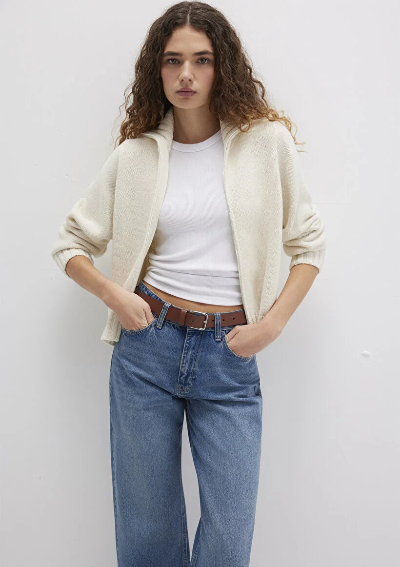 Pranga Kadın Ekru M1710482-70057 Fermuarlı Hırka - HRK.KD.0160