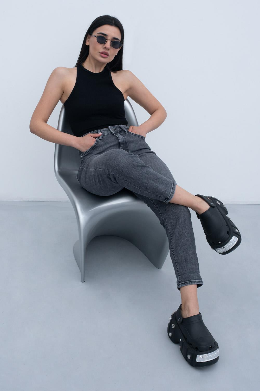 Pranga Kadın Füme Star Mom Jeans M101077-82665 