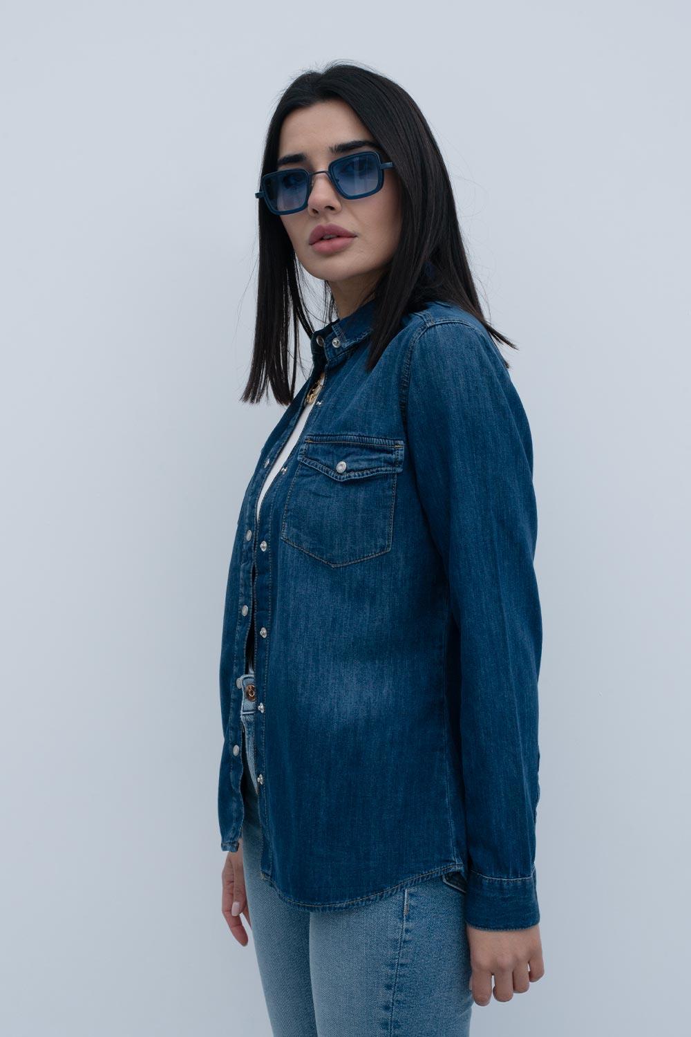 Kadın Mavi Isabel Kot Gömlek | Pranga Giyim
