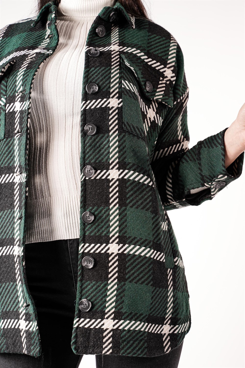 Kadın Siyah Kareli Oduncu Gömlek | Pranga Giyim