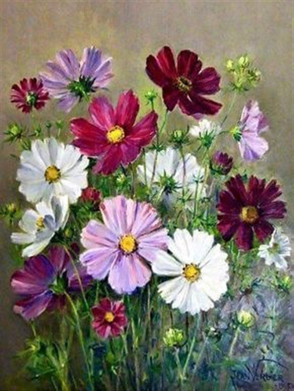 Bahar Çiçekleri Elmas Mozaik Tablo 41x53*cm
