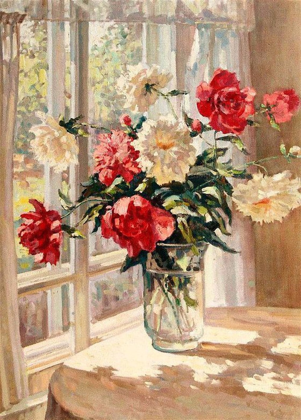 ÇİÇEK-AĞAÇMarcel Sanat Elmas Mozaik Tablo & Diamond Painting TurkeyM20173585Krem Ve Kırmızı Çiçekler Marcel Sanat Elmas Mozaik Tablo 51x71cm