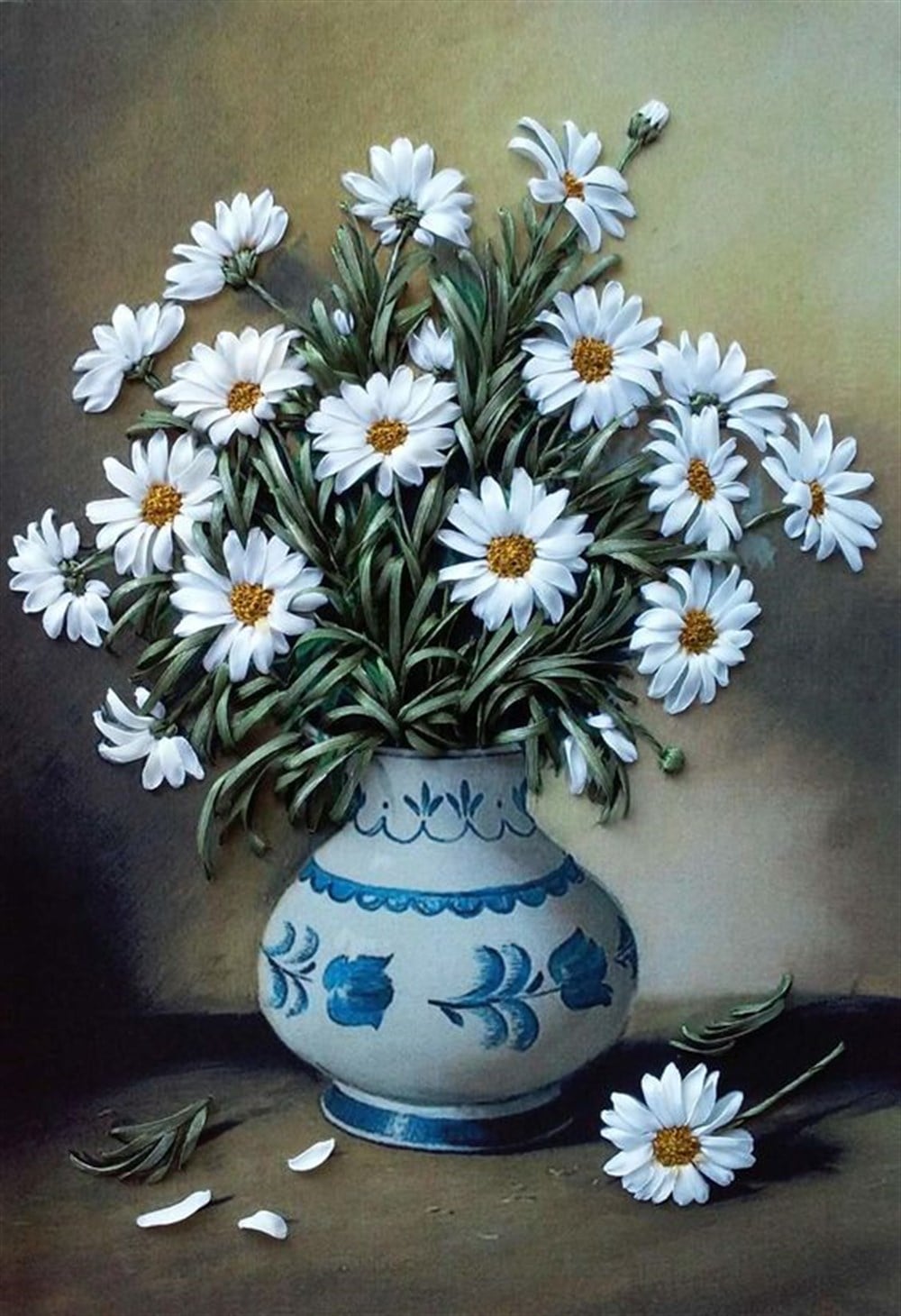 ÇİÇEK-AĞAÇMarcel Sanat Elmas Mozaik Tablo & Diamond Painting TurkeyM20173546Mavi Beyaz Vazodaki Papatyalar Marcel Sanat Elmas Mozaik Tablo 41x56cm