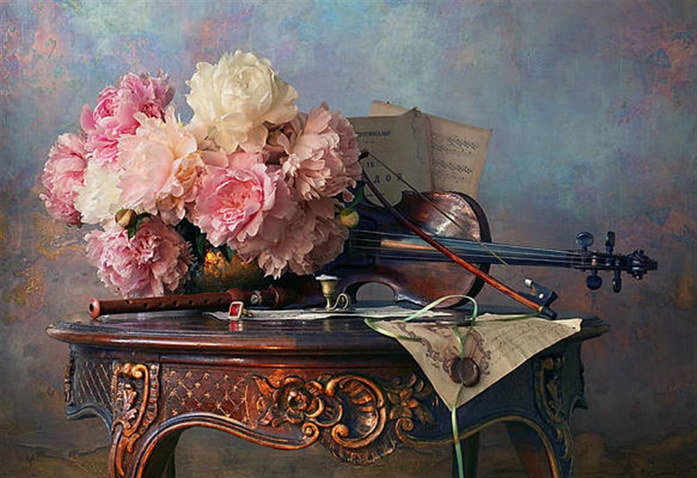 ÇİÇEKMarcel Sanat Elmas Mozaik Tablo & Diamond Painting TurkeyM20176140Çiçekler Ve Klasik Keman Marcel Sanat Elmas Mozaik Tablo 91X64cm