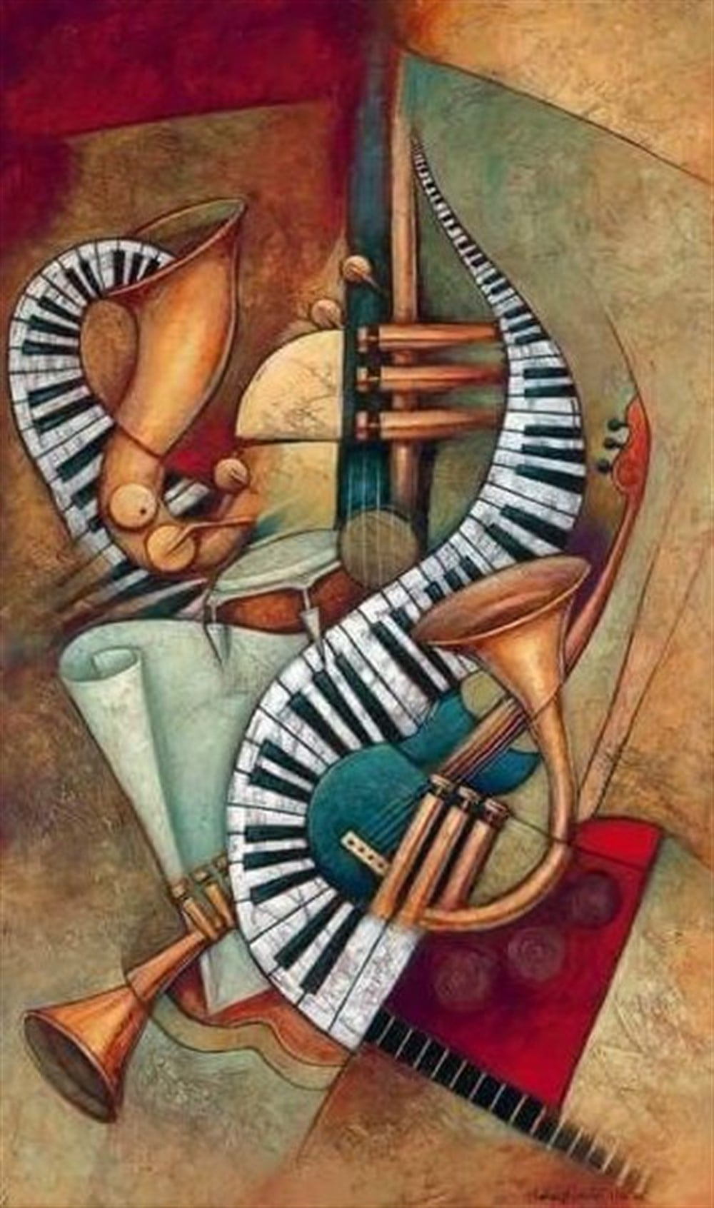 DESENMarcel Sanat Elmas Mozaik Tablo & Diamond Painting TurkeyM20176168Kübizm Müzik Aletleri Marcel Sanat Elmas Mozaik Tablo 38X64cm