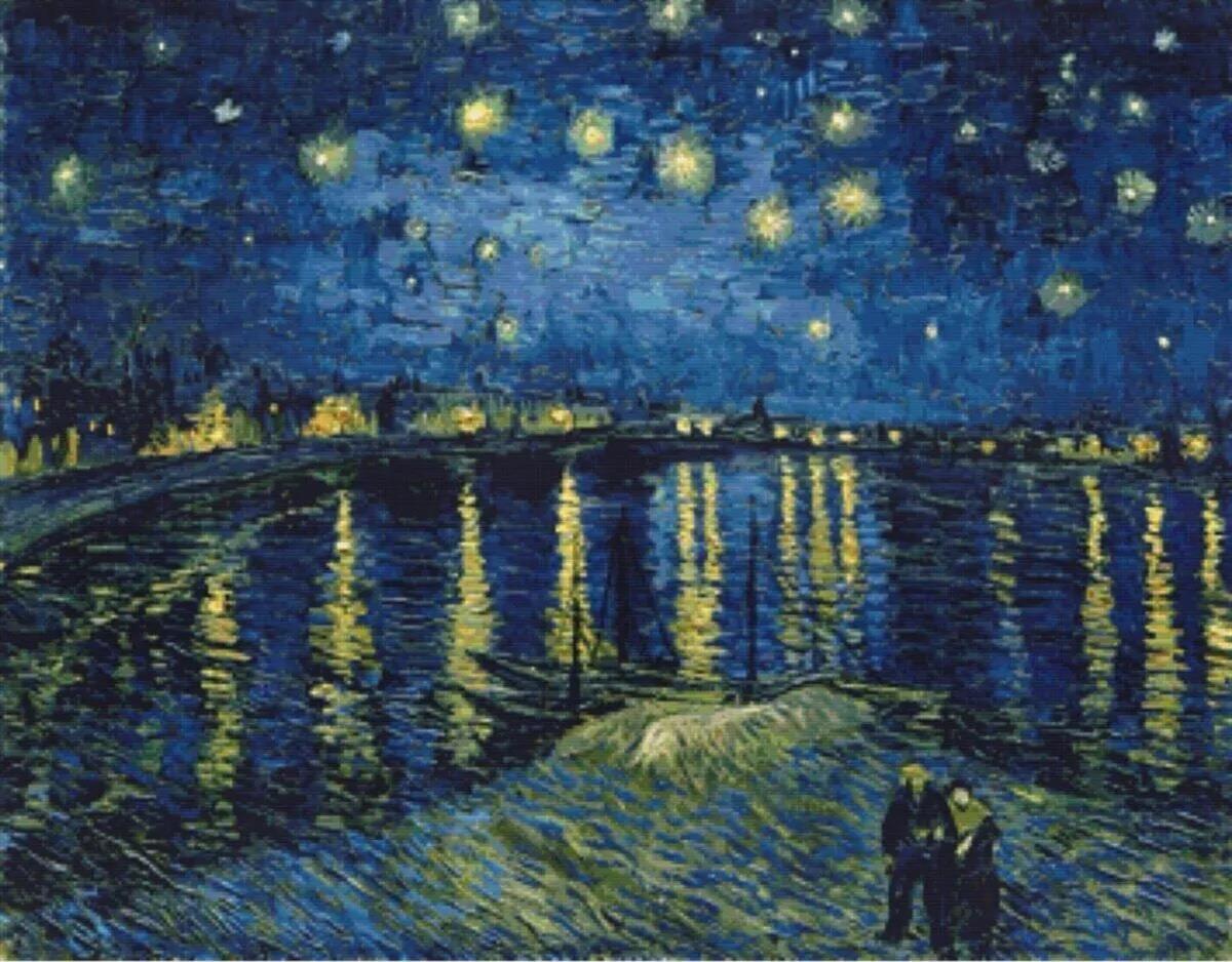 DÜNYACA ÜNLÜMarcel Sanat Elmas Mozaik Tablo & Diamond Painting TurkeyM20176895Ren Nehri'nde Yıldızlı Bir Gece-Vincent Van Gogh 50x39cm-Marcel Sanat Elmas Mozaik Tablo