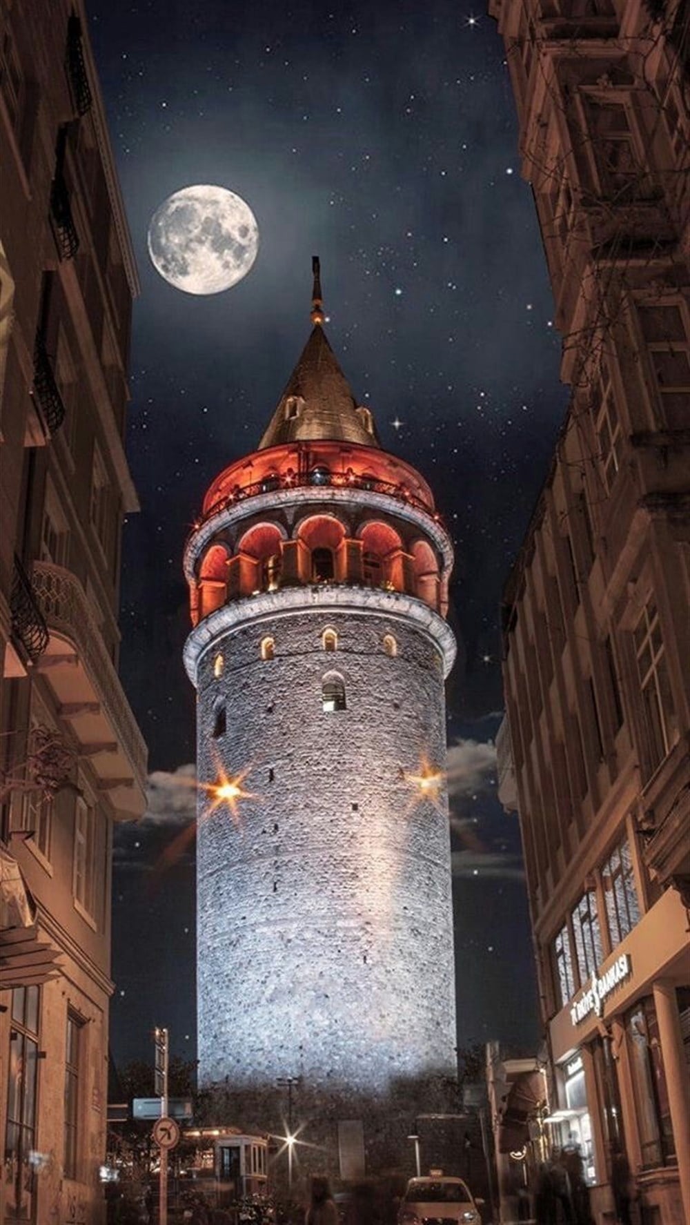 Galata Kulesi ve Dolunay Elmas Mozaik Tablo 36x61cm
