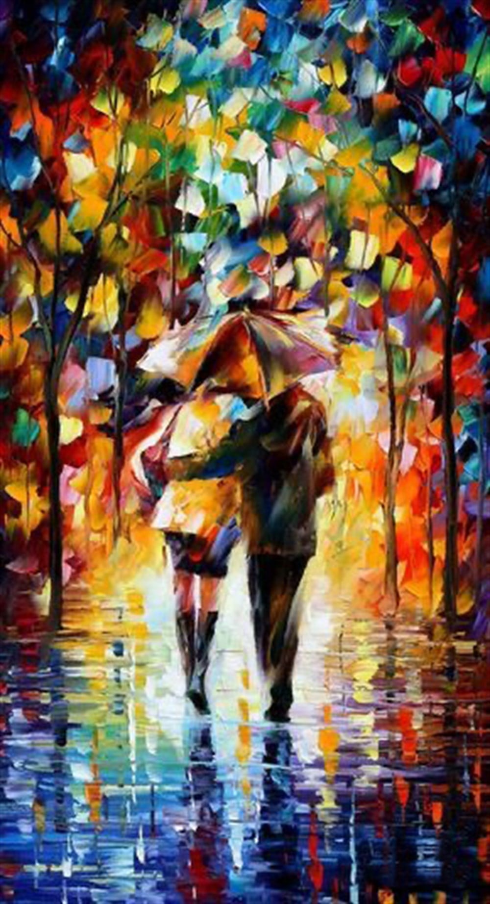 Leonid Afremov Aşk'la Gece Yarısı Yürüyüş Elmas Mozaik Tablo 30c56cm