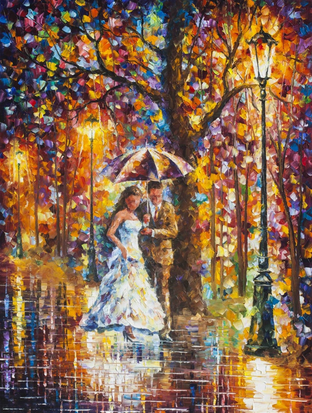 Leonid Afremov Yağmur ve Gelin Elmas Mozaik Tablo 40x55cm