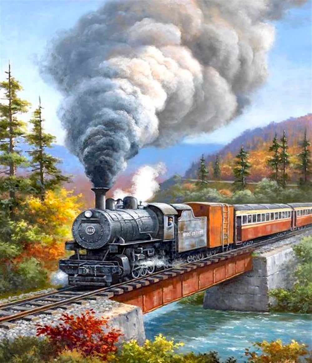 MANZARAMarcel Sanat Elmas Mozaik Tablo & Diamond Painting TurkeyM20176174Tren Manzara Marcel Sanat Elmas Mozaik Tablo 64X74cm