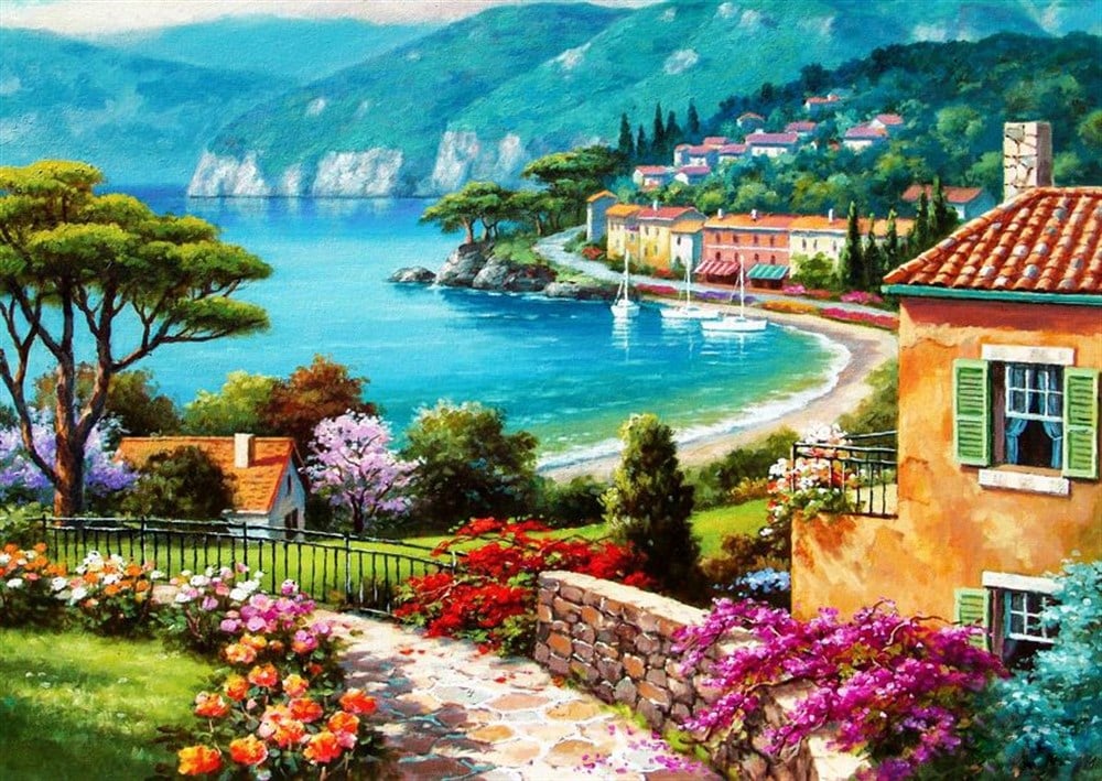 MANZARAMarcel Sanat Elmas Mozaik Tablo & Diamond Painting TurkeyM20174262Sahil Kasabası Marcel Sanat Elmas Mozaik Tablo 71x51cm