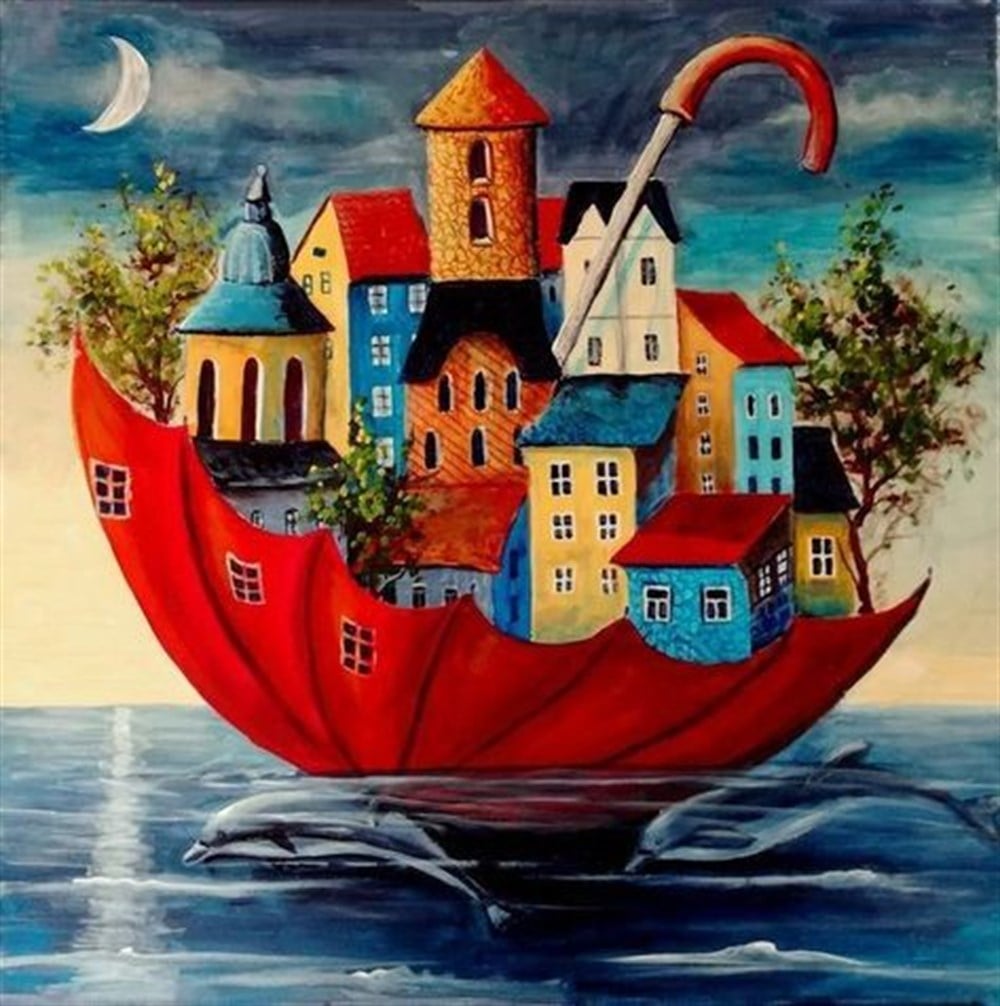 MANZARAMarcel Sanat Elmas Mozaik Tablo & Diamond Painting TurkeyM20176405Yüzen Evler Marcel Sanat Elmas Mozaik Tablo 51X51cm