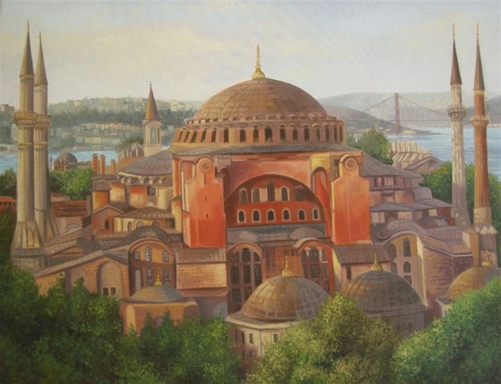 Marcel Sanat Ayasofya Camii Özel Çalışma Elmas Mozaik Tablo 70x55cm