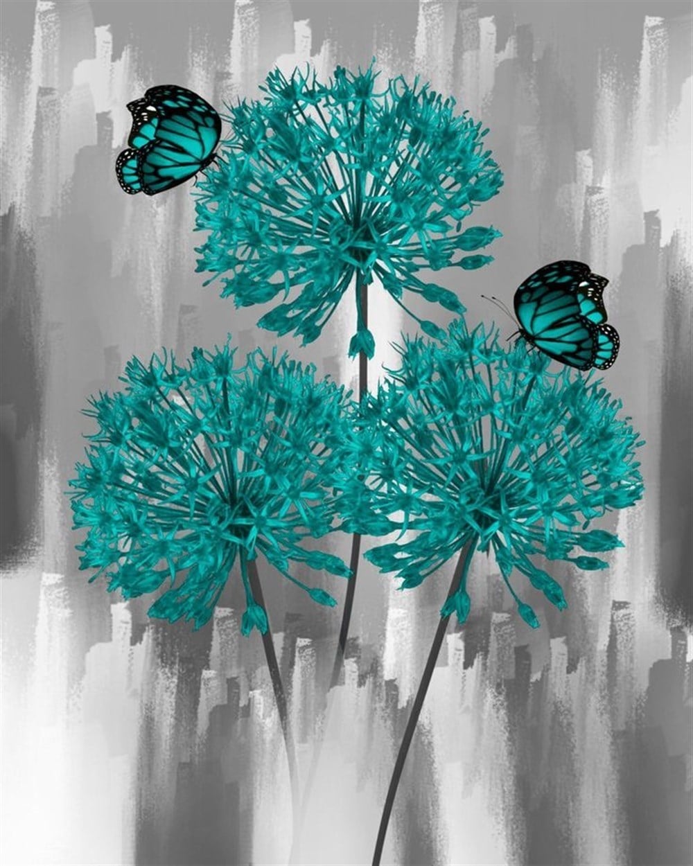 Marcel Sanat Modern Çiçekler Elmas Mozaik Tablo 45x55cm