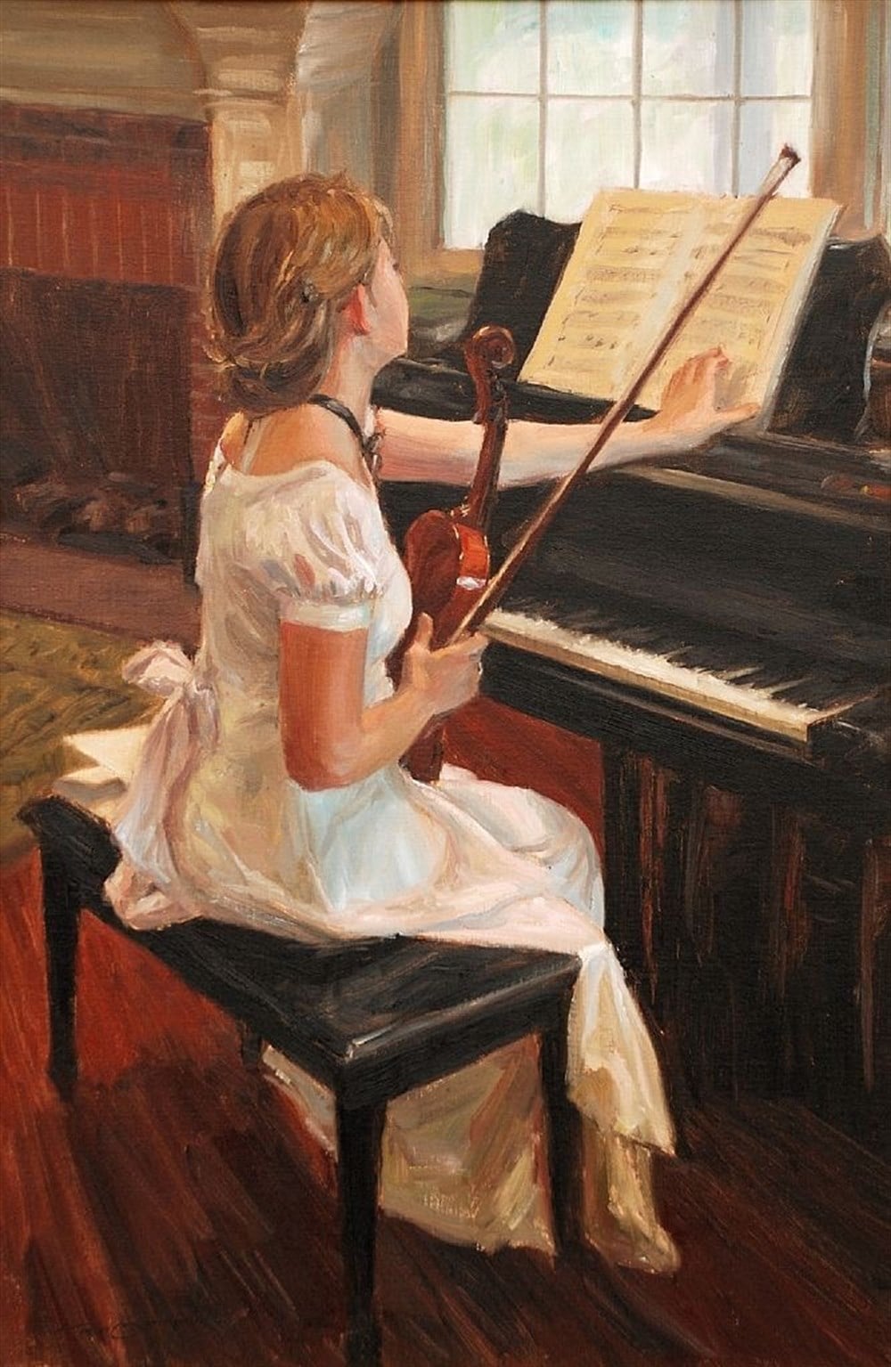 Marcel Sanat Müzisyen Kadın Elmas Mozaik Tablo 38x58cm
