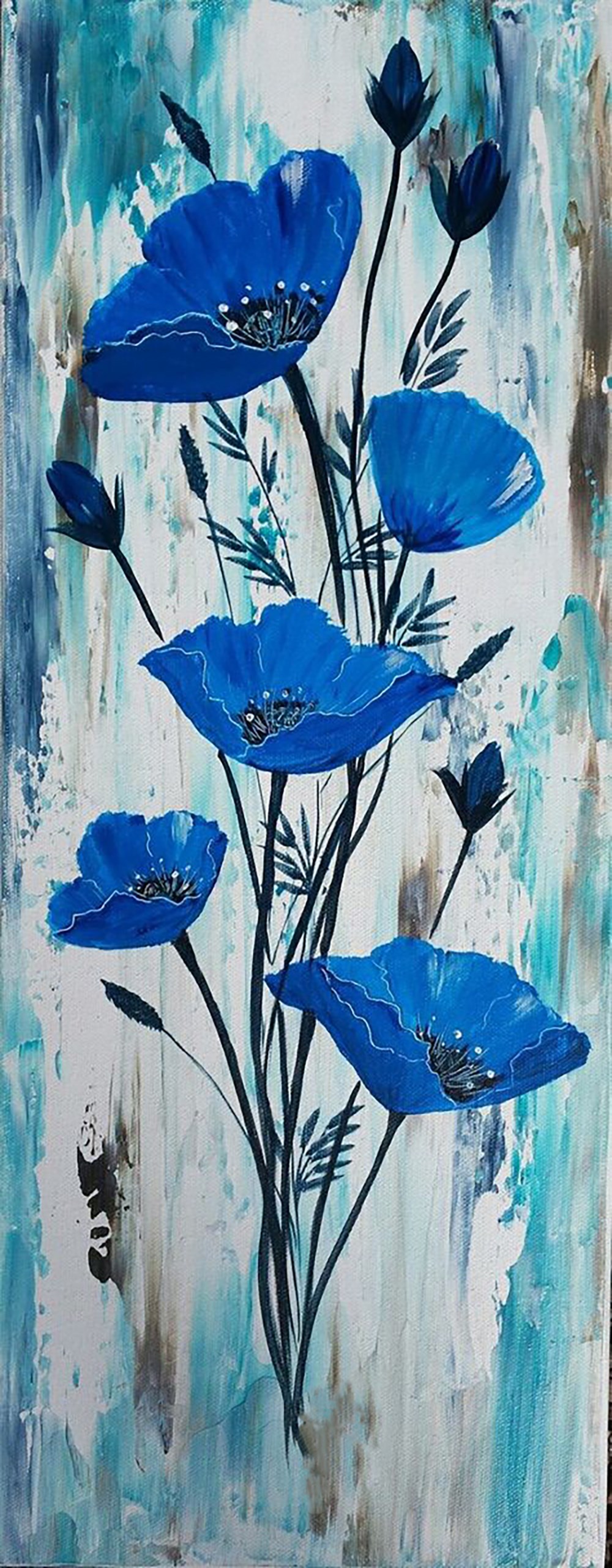 Mavi Gelincik Tablosu 30x79cm
