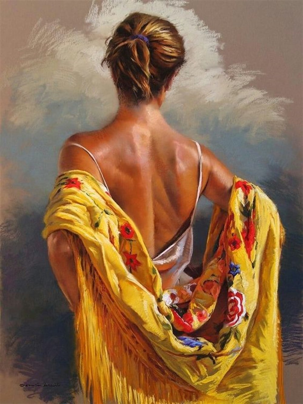 MODERNMarcel Sanat Elmas Mozaik Tablo & Diamond Painting TurkeyM20173877Omuzlarında Şal Tutan Kadın Marcel Sanat Elmas Mozaik Tablo 43x56cm
