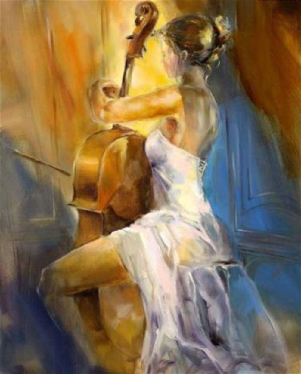 MODERNMarcel Sanat Elmas Mozaik Tablo & Diamond Painting TurkeyM20173486Çello Çalan Kız Marcel Sanat Elmas mozaik Tablo 46x56cm