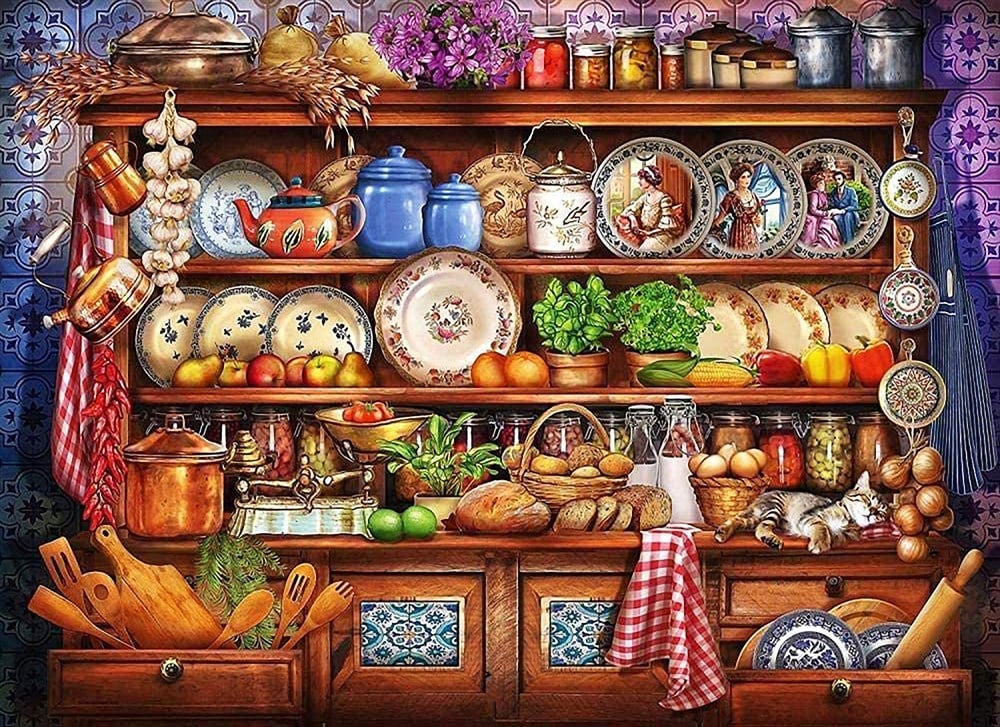 Mutfak Elmas Mozaik Tablo marcelsanat.com MUTFAKMarcel Sanat Elmas Mozaik Tablo & Diamond Painting TurkeyM20170121Vintage Mutfak Dolabı Elmas Mozaik 55x40 cm