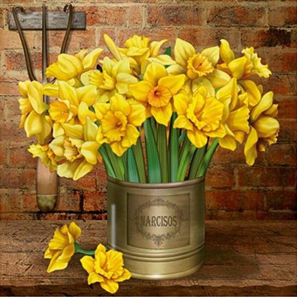 Nergis Çiçeği Elmas Mozaik Tablo 56x56cm